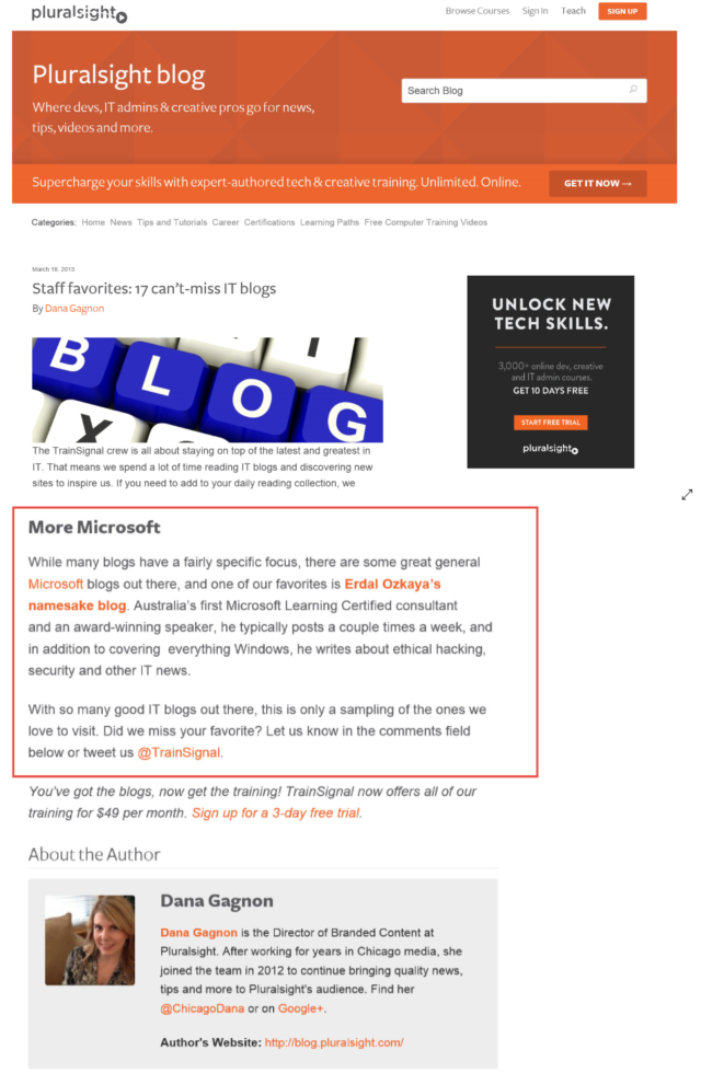 Pluralsight Favorite 17 Blogs | Dr. Erdal Ozkaya