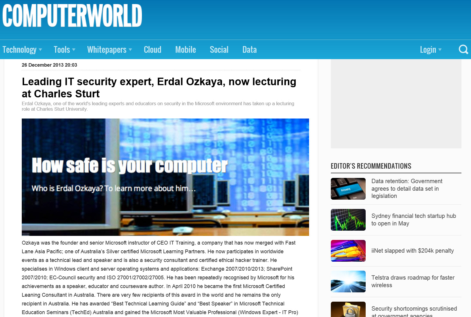 Leading IT security expert Erdal Ozkaya