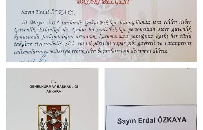 General Military Staff of Turkey award Erdal Ozkaya