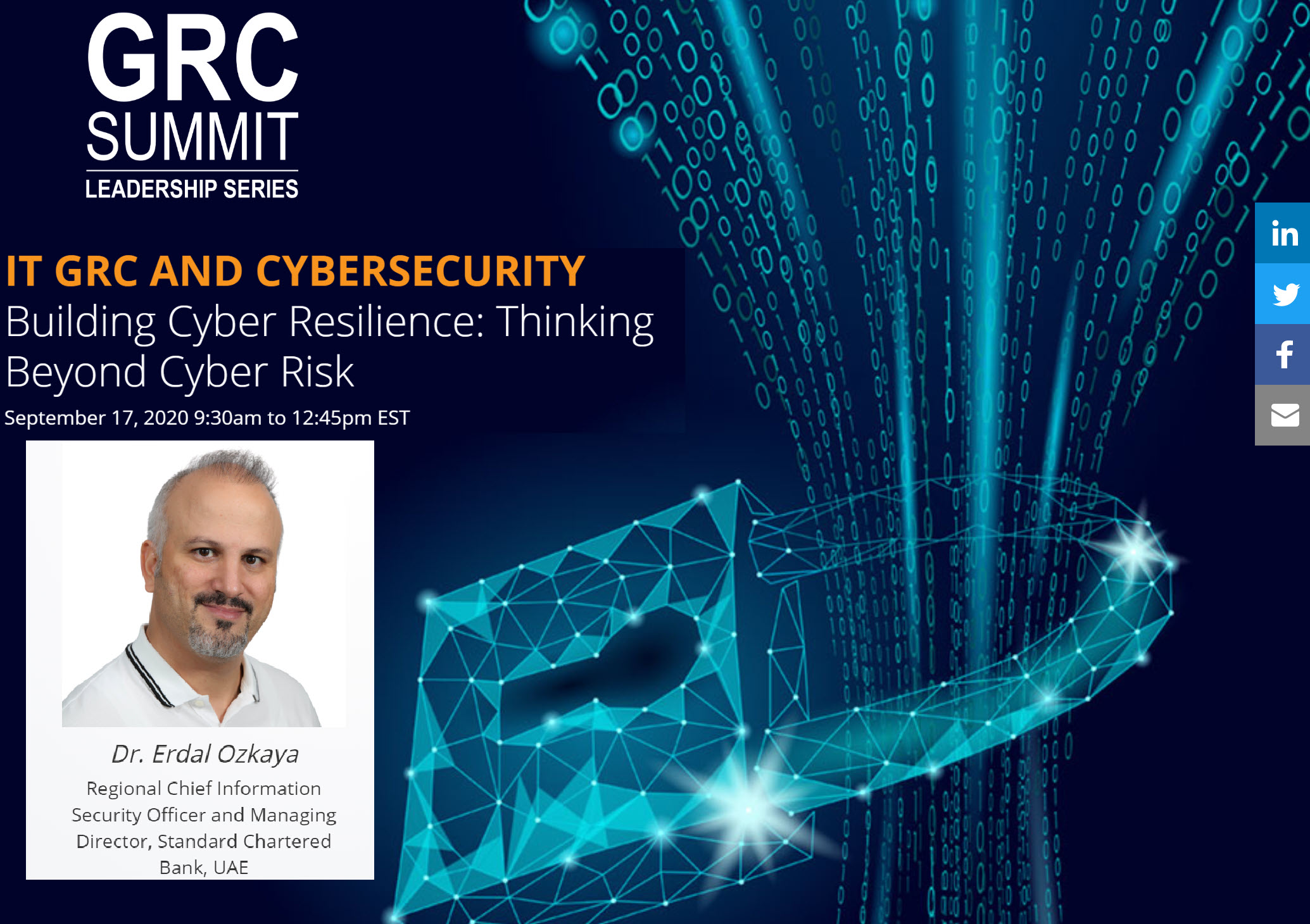 GRC Leadership Summit 2020 -Free to join | Dr. Erdal Ozkaya - Cybersecurity  Blog