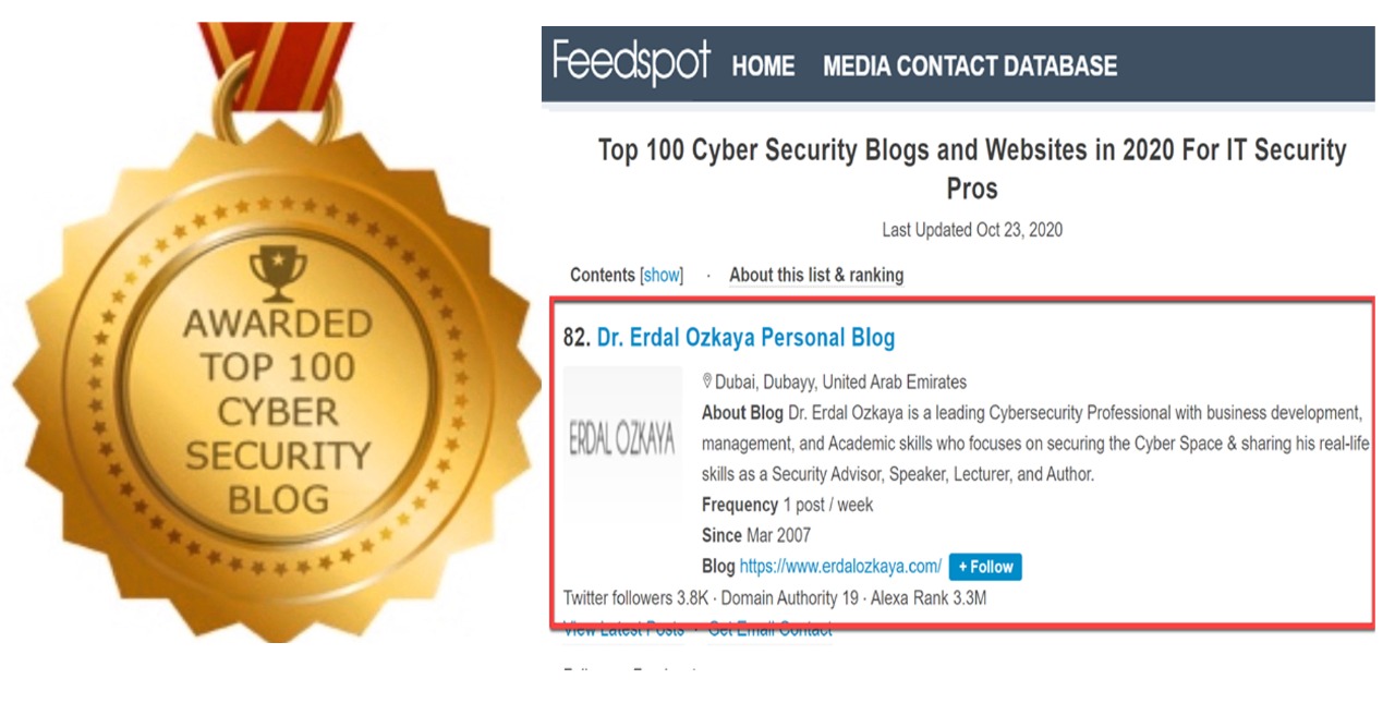 Top 100 Cybersecurity Blogs | Dr. Erdal Ozkaya - Cybersecurity Blog
