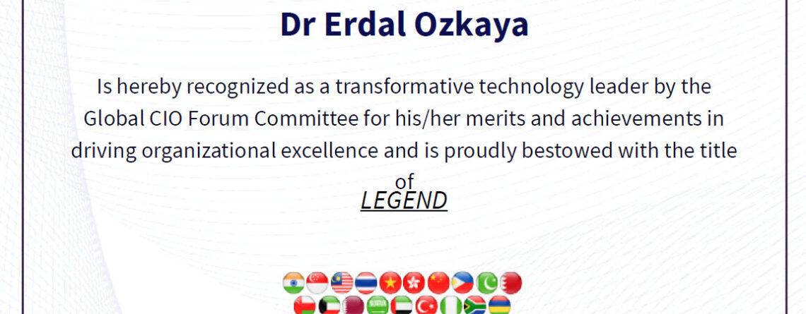 Legend Award by CIO Forum Dr Erdal ozkaya