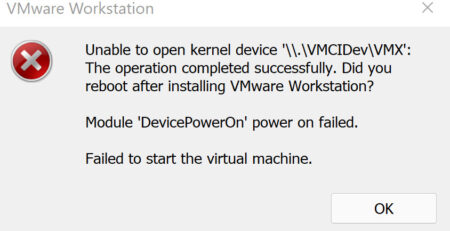 VMware error