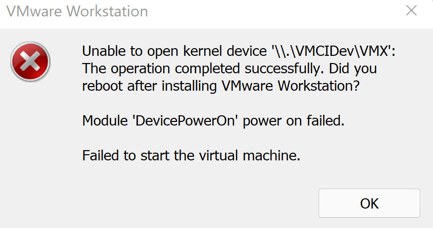 VMware error